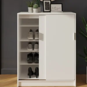 GFW Leighton White Sliding Door Shoe Cabinet