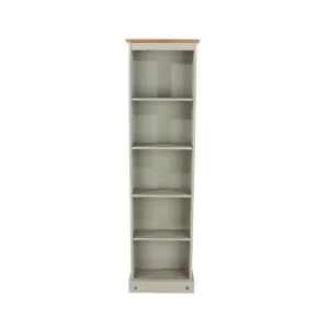 Core Corona Grey and Waxed Pine Tall Narrow Bookcase