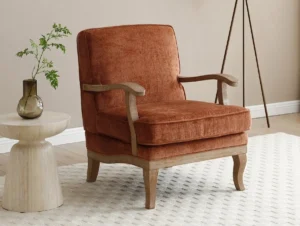 Kyoto Colwell Terracotta Distressed Chenille Accent Chair