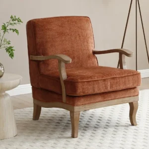 Kyoto Colwell Terracotta Distressed Chenille Accent Chair