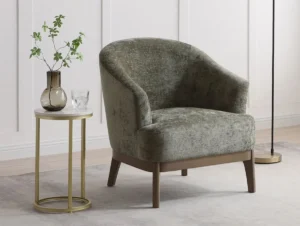 Kyoto Ella Distressed Olive Chenille Accent Chair