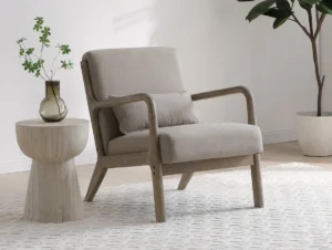 Kyoto Inca Oatmeal Linen Accent Chair