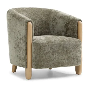 Kyoto Jules Olive Distressed Chenille Fabric Accent Chair