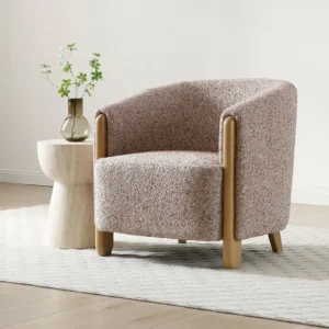 Kyoto Jules Natural Speckled Terracotta Fabric Accent Chair