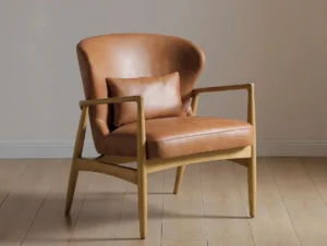 Kyoto Milo Tan Split Leather Armchair