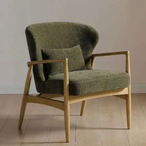 Kyoto Milo Olive Textured Chenille Fabric Armchair
