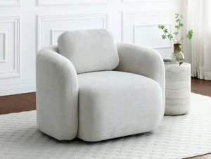 Kyoto Mitch Natural Soft Chenille Fabric Swivel Chair