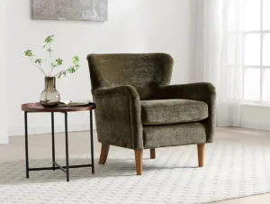 Kyoto Rosie Olive Luxe Chenille Fabric Armchair