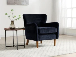 Kyoto Rosie Navy Luxe Chenille Fabric Armchair