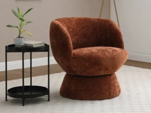 Kyoto Tulip Terracotta Chenille Fabric Swivel Chair