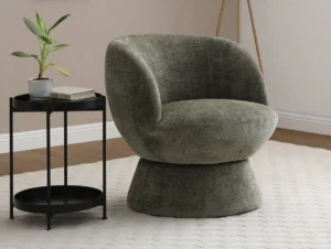 Kyoto Tulip Olive Chenille Fabric Swivel Chair