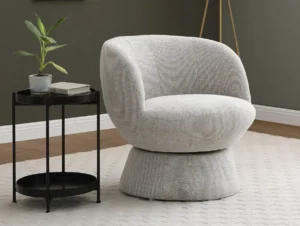 Kyoto Tulip Natural Woven Chenille Fabric Swivel Chair