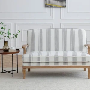 Kyoto Colwell Natural Textured Stripe Fabric 2 Seater Chair