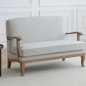 Kyoto Colwell Cream Textured Linen 2 Seater Chair