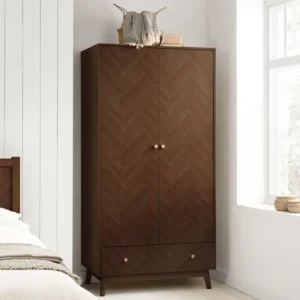 Birlea Herringford Walnut 2 Door 1 Drawer Wardrobe