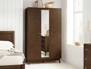 Birlea Herringford Walnut 3 Door Mirrored Wardrobe