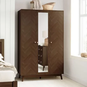 Birlea Herringford Walnut 3 Door Mirrored Wardrobe
