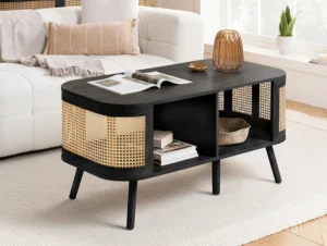 Birlea Noah Rattan and Black Coffee Table