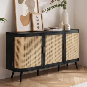 Birlea Noah Rattan and Black 3 Door Sideboard