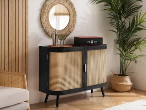 Birlea Noah Rattan and Black 2 Door Sideboard