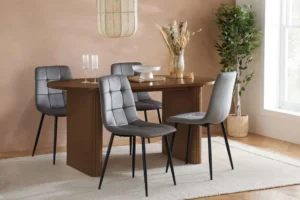 Birlea Axel Walnut 160cm Dining Table & 4 Chair Set