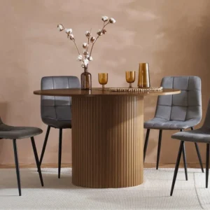 Birlea Axel Walnut Round Dining Table & 4 Chair Set