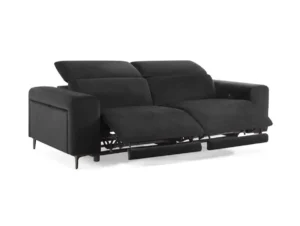 TGC Amara Black Velvet Fabric 3 Seater Power Recliner Sofa