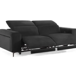 TGC Amara Black Velvet Fabric 3 Seater Power Recliner Sofa