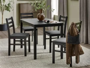 Julian Bowen Keats Black Dining Table and 4 Chair Set