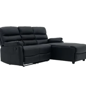 TGC Colin Black Faux Leather Right Hand Chaise Recliner Corner Sofa