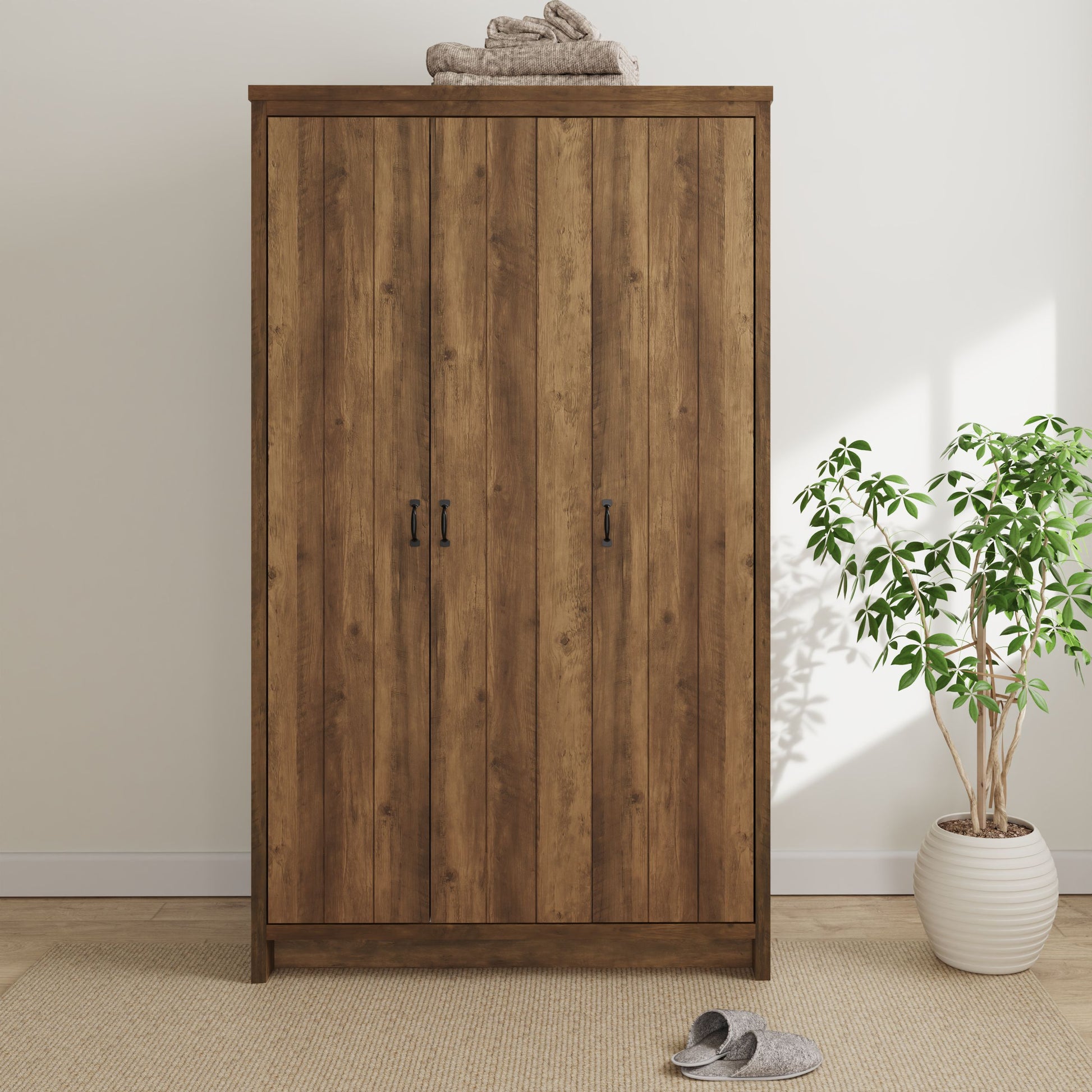 GFW Boston 3 Door Wardrobe - Knotty Oak