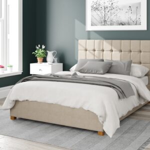 Helena Fabric End Opening Ottoman Bed - Malham Weave Cream - Double
