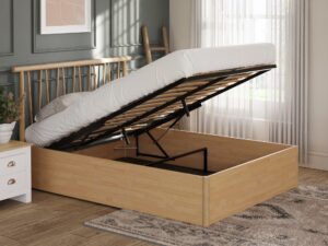 GFW Fusum Wooden End Lift Oak Ottoman Bed Frame - Double