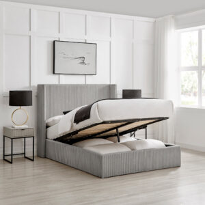 Limelight Gemini Grey Fabric Ottoman Bed Frame - Double