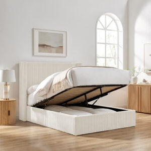 Limelight Gemini Natural Fabric Ottoman Bed Frame - Double
