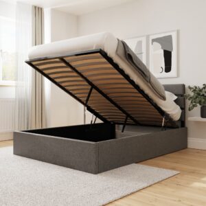 GFW Hudson Grey Fabric End Lift Ottoman Bed - Double