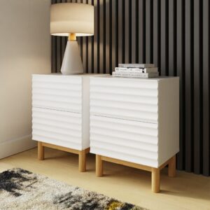 GFW Karla Ribbed 2 Drawer Bedside Table Pair