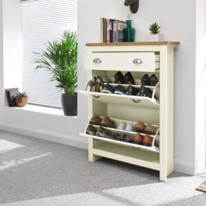 GFW Lancaster 2 Door 1 Drawer Shoe Cabinet - Cream