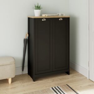 GFW Lancaster 2 Door Shoe Cabinet - Black