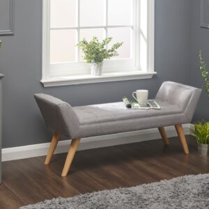 GFW Milan Upholstered Bench - Light Grey