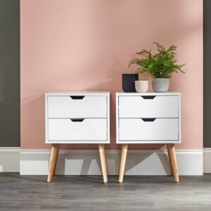 Nyborg Pair 2 Drawer Nightstands - White