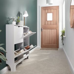 GFW Narrow 4 Drawer Shoe Cabinet - White