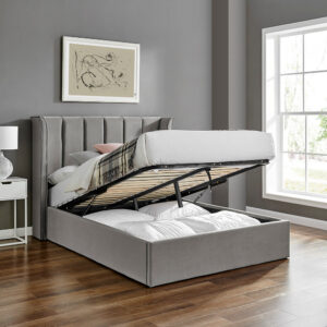 Limelight Polaris Silver Velvet Ottoman Bed Frame - Double