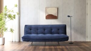 Limelight Remi Navy Blue Fabric Sofa Bed