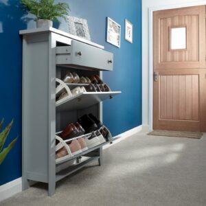 GFW Deluxe Two Tier Shoe Cabinet - Grey