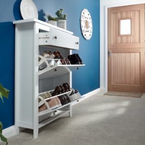 GFW Deluxe Two Tier Shoe Cabinet - White