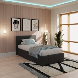 GFW Side Lift Faux Leather Ottoman Bed Frame - Black