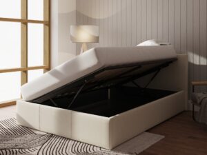 GFW Side Lift Natural Fabric Ottoman Bed Frame - Double