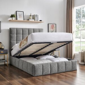 Limelight Starla Dove Grey Boucle Fabric Ottoman Bed Frame - Double