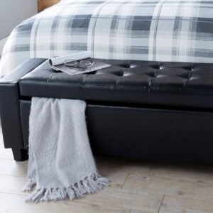 GFW Verona Faux Leather Blanket Box Bench - Black